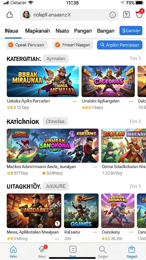 Screenshot memperlihatkan sistem hadiah yang menarik dan hadiah yang tersedia.